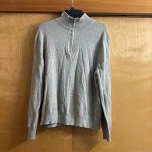 J. Crew Light Grey Half-Zip Cotton Pullover Mens L